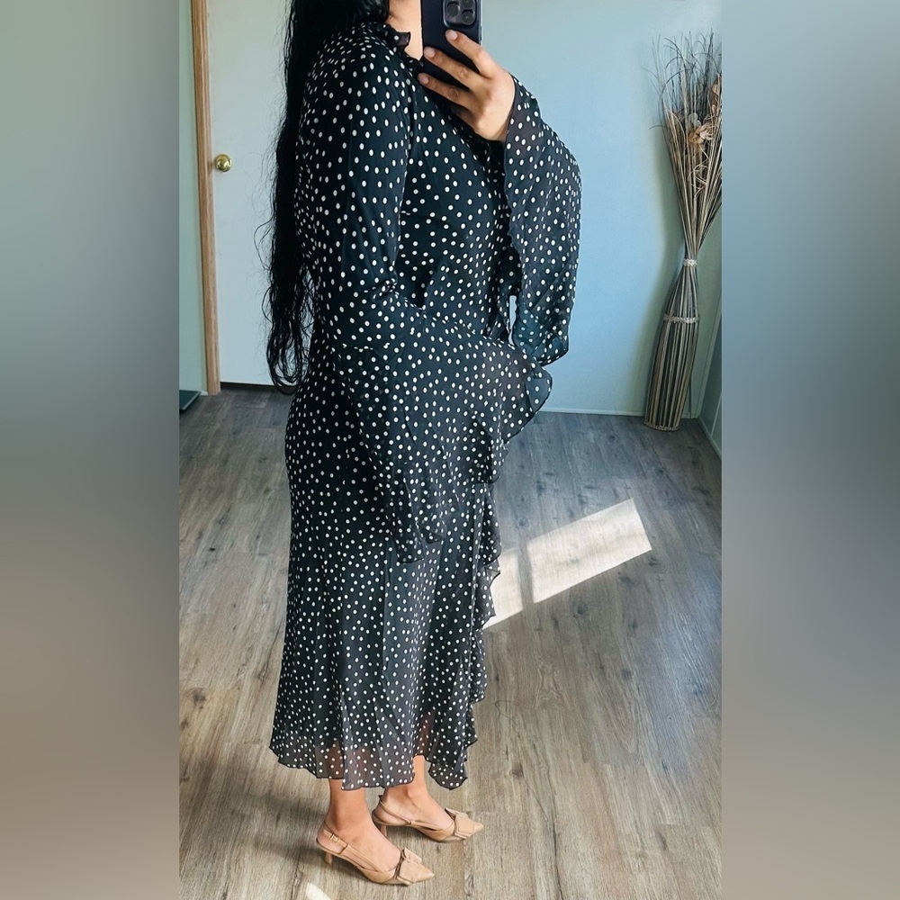 Black & White Polka Dot Tie-Front Cardigan - Picture 11 of 13